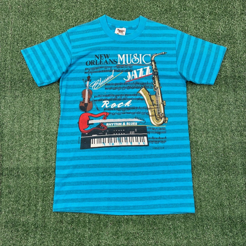 Vintage 1988 Striped New Orleans Jazz Music Festival T-shirt‎